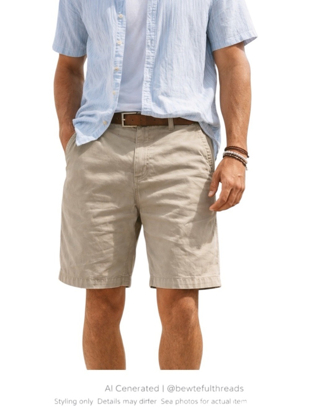 Khaki Utility Shorts 42W Stretch Cotton Casual Summer Dadcore